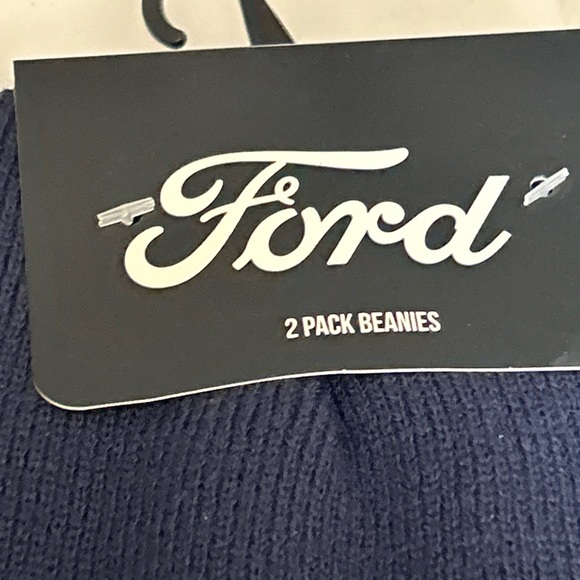 Ford Mustang Men’s Two Pack Beanies Navy & Gold Branded W/logo License Set Of 2 - Picture 6 of 13
